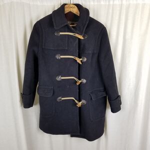 Lodenfry Loden Coat Wool Leather Toggle Closure Duffle Coat Peacoat Womens M L
